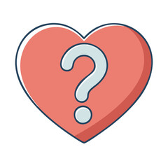 question mark in heart emotional query icon, question mark in heart emotional query vector,