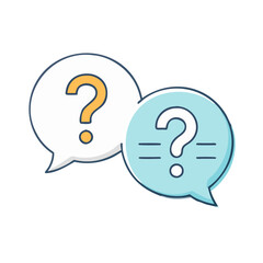 question mark in speech and chat bubbles together icon, question mark in speech and chat bubbles together vector,