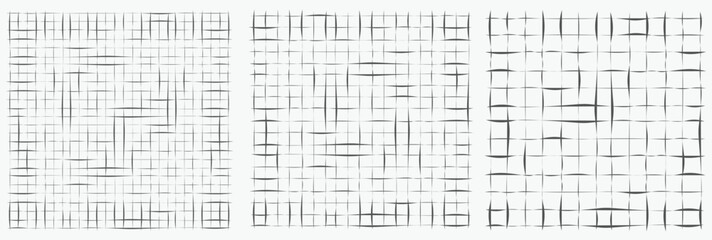 Hand-Drawn Grid Paper Background with Irregular Lines, Light Gray Minimalist Sketch Paper Texture, Vector Seamless Pattern