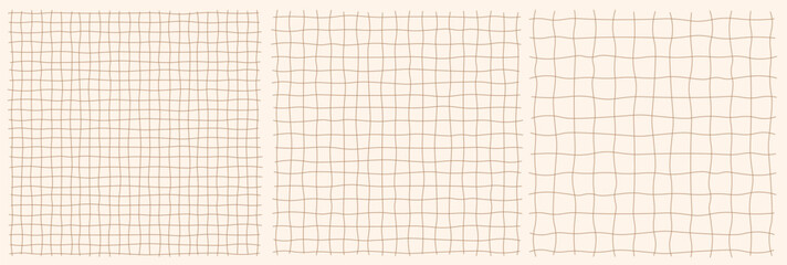 Pastel Hand-Drawn Grid Paper Background with Warm Beige Lines, Artistic Sketch Notebook Texture, Soft Organic Pattern in Vector