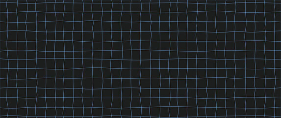 Futuristic Neon Blue Hand-Drawn Grid Background on Dark Matte Black, Digital Sci-Fi Technology Sketch Texture, Vector