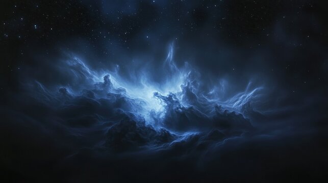 Digital art piece that appears to be a night sky filled with stars. the background is black, and the sky is a deep blue color.