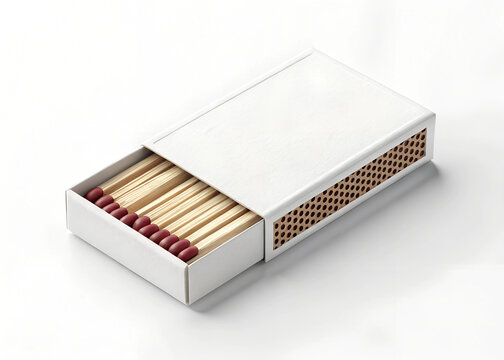 A white matchbox is open to reveal the matches inside.

