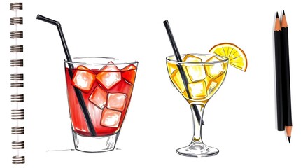 Image of Alcohol drink flight cranberry vodka margarita mix drinks black straws on ice