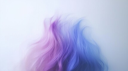 Obraz premium Close-up of a person's hair. the hair is dyed in a gradient of pastel colors, with shades of pink, blue, and purple. the strands of hair are loose and wavy, creating a textured appearance.