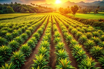 Drone captures lush ginger fields, showcasing this key ingredient for Asian culinary delights.