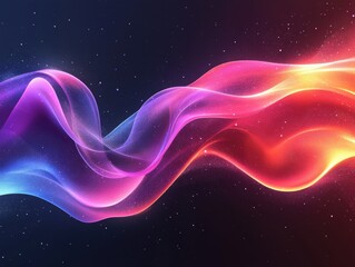 Obraz premium Abstract luminous waves with radiant colors. Set against a dark, gradient background. Emphasizing light and motion. Ideal for artistic and creative projects.