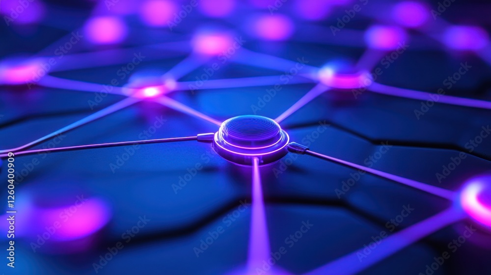 Poster abstract futuristic network connection with glowing nodes and lines