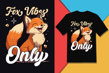 Fox Vibes – Stylish Fox T-Shirt Design & Vector Graphic for Wildlife and Nature Lovers