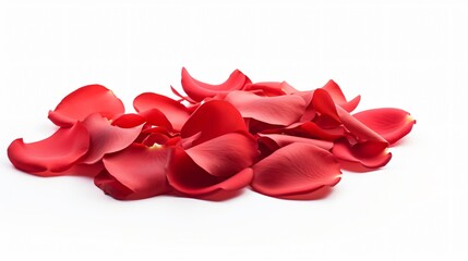 Vibrant Red Rose Petals on White Background