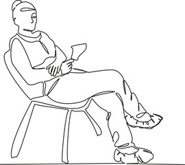 One continuous single drawing line art flat doodle indoors, people, girls, queue, patient, health care and medicine. Isolated image hand draw contour on a white background, hand drawn, not AI