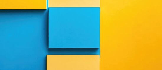 Vibrant Abstract Composition Featuring Blue and Yellow Blocks with Blank Space for Text in Vertical Orientation