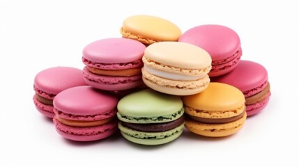Fototapeta premium Colorful Macaroons Dessert on White Background