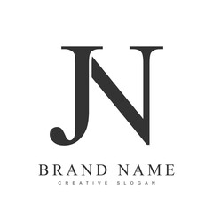 JN trendy logotype template. Initial letter j and n classic font style. Creative logo for company name or identity.
