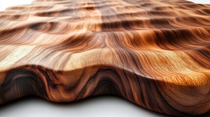 Vintage walnut wooden table surface with unique texture and empty white background for text placement and design purposes.