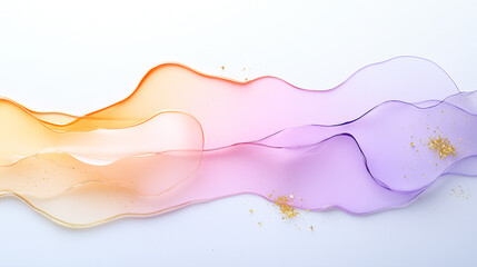 Long purple ribbon with gold glitter on it. Minimalistic background.