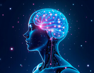 Anxiety disorder and panic attacks, person with highlighted brain showing neurotransmitter imbalance, experiencing panic attacks and anxiety disorder