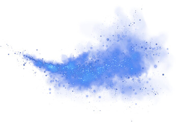 Fantastic blue smoke background. Magic blue smoke with glitter and small particles of twinkling stars. Fog with luminous particles. Blue vapor with stardust. Morning fog over land or water surface PNG