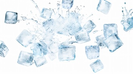 Flying Ice Cubes Cut Out Image