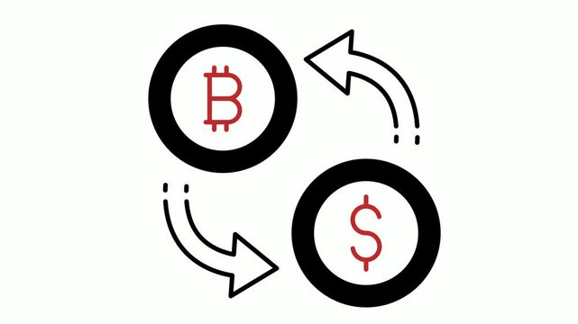 Crypto to Dollar Currency Conversion animation, Bitcon to Cash animated video, eBusiness and Management Clip, eBanking and fintech footage, Money Liquidation motion graphics