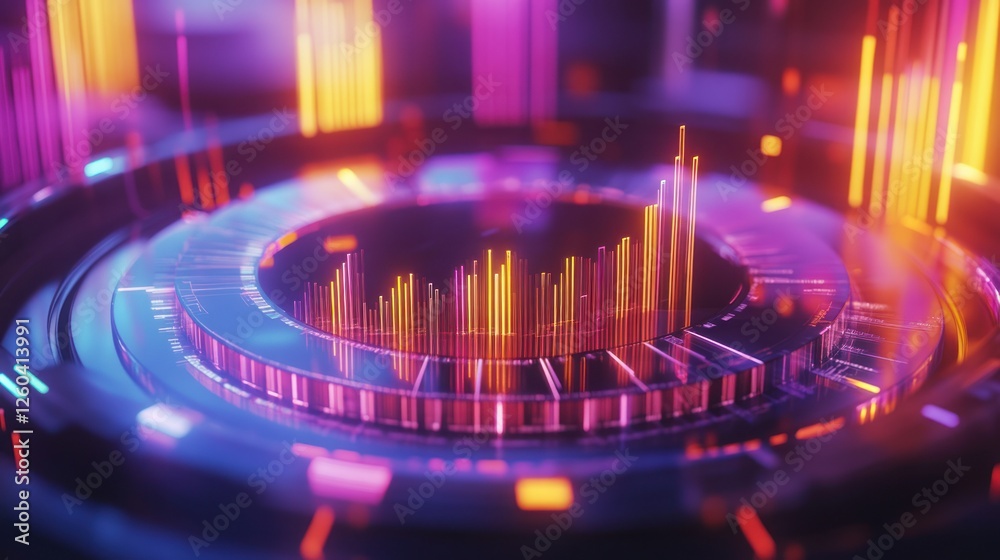 Poster abstract technology background with glowing data visualization elements
