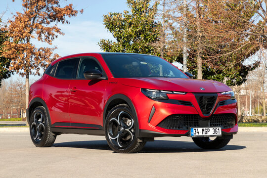 Istanbul, Turkey - January 29 2025 : Alfa Romeo Junior is a subcompact crossover SUV  produced by the Italian company Alfa Romeo.