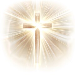 Radiant Light Divine Cross Spiritual Background Golden Rays Heavenly Illumination Christian Faith Hope Belief Religious Symbolism Peaceful Serenity   