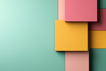 Fototapeta premium Abstract geometric background with overlapping colorful squares. Minimal style.