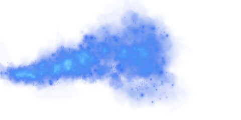 Fototapeta premium Fantastic blue smoke background. Magic blue smoke with glitter and small particles of twinkling stars. Fog with luminous particles. Blue vapor with stardust. Morning fog over land or water surface PNG