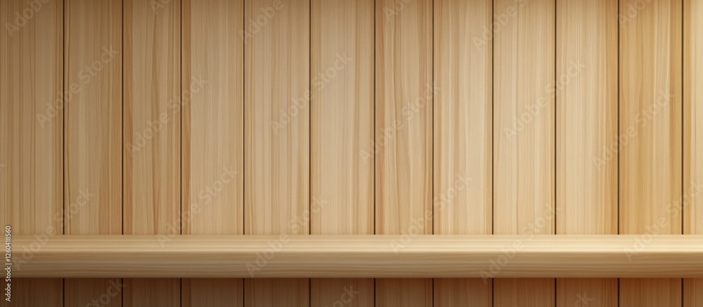 Poster Wooden wall background with empty space ideal for product display or text, showcasing a warm and natural aesthetic.