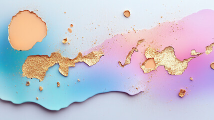 Obraz premium Painting with gold and blue colors. Minimalistic background.