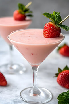 Refreshing califa cocktail garnished with strawberry, fresh mint and berries