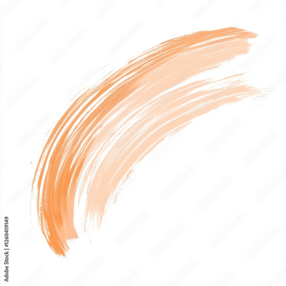 Aufkleber A single, soft peach brushstroke on an isolated white background. The brushstroke is long and elegant, creating the shape of a curved line that transitions from light to dark in color.