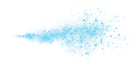 Fantastic blue smoke background. Magic blue smoke with glitter and small particles of twinkling stars. Fog with luminous particles. Blue vapor with stardust. Morning fog over land or water surface PNG