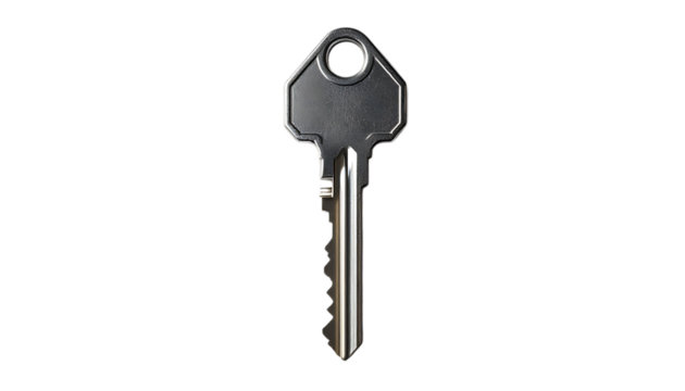 Metallic Key Represents Security and Access