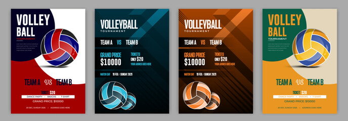 Dynamic Volleyball Tournament Vector Illustration Sports Competition Team Match and Championship Design for Posters Flyers and Digital Graphics.