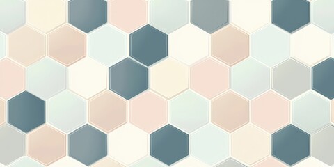 Seamless geometric pattern with hexagonal shapes in soft pastel tones, ideal for wallpapers and textile designs