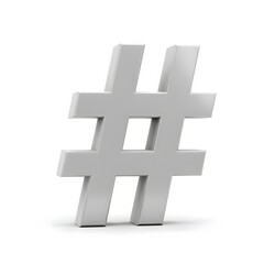 Fototapeta premium 3D Silver Hashtag Symbol Isolated on White Background