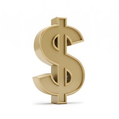 3D Gold Dollar Sign Isolated on White Background