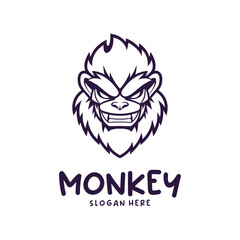 Head Monkey Mascot logo design concept vector. Creative Monkey Logo Design Template.