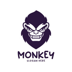 Head Monkey Mascot logo design concept vector. Creative Monkey Logo Design Template.
