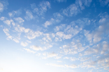 Clear blue sky with white cloud background