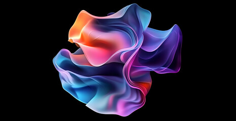 Obraz premium Abstract fluid 3D render, colorful shapes on a dark background.