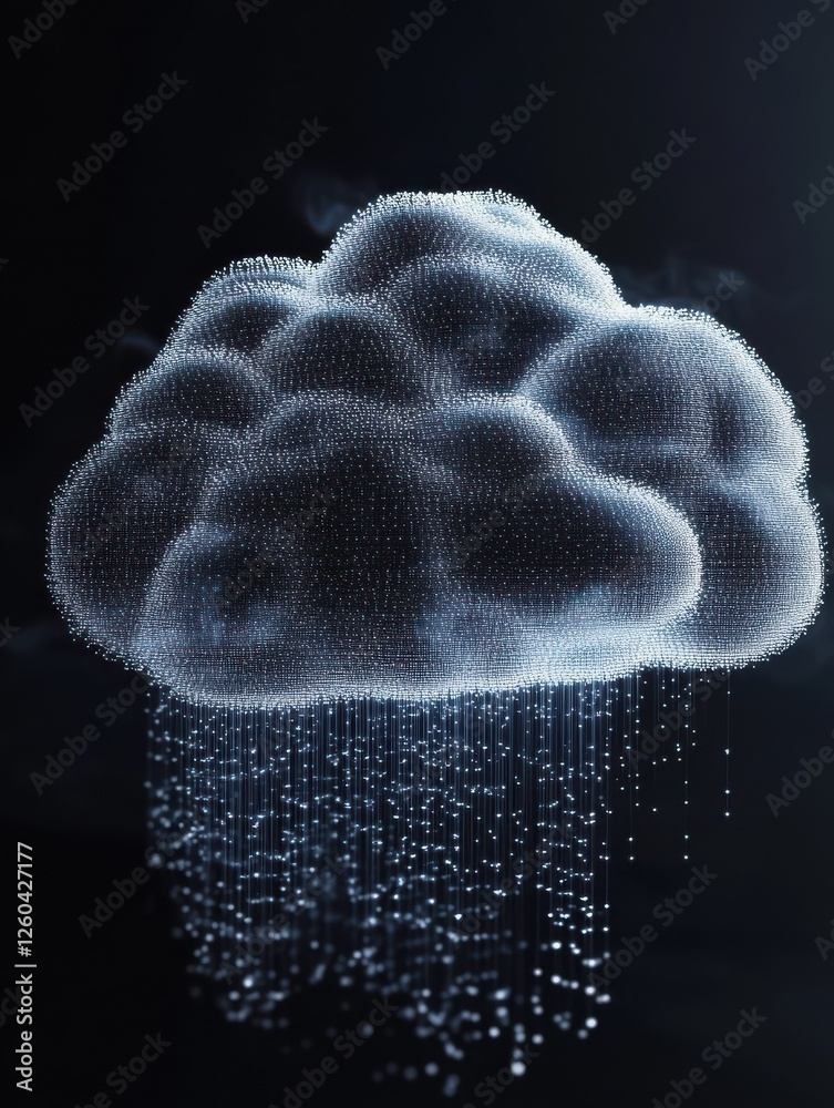 Poster big data transfer concepts in internet. abstract virtual stream. flowing digital code. storage cloud