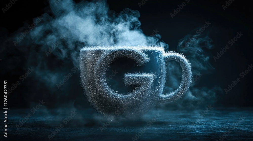 Fototapete abstract typography where the g is shaped like a cup with steam, creating a seamless blend of meanin