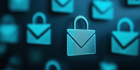 A digital illustration featuring a secure email symbol, emphasizing the importance of email security and privacy in a cohesive blue color scheme.
