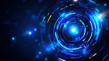 Fototapeta premium A mesmerizing swirl of futuristic blue light and digital elements, depicting advanced technology and innovation
