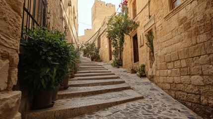 Obraz premium Old Mardin, a charming city in southeastern Turkey, boasts ancient stone houses and the iconic Mardin Castle. Its historic architecture reflects the region's rich cultural heritage.