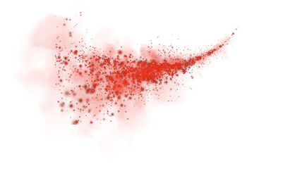 Fantastic red smoke background. Magic red smoke with glitter and small particles of twinkling stars. Fog with luminous particles. Red vapor with stardust. Morning fog over land or water surface. PNG.