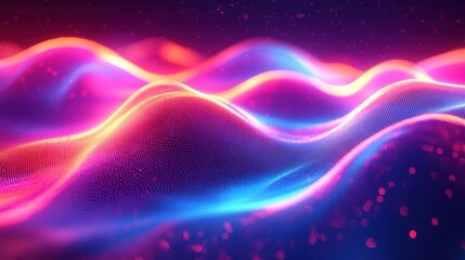 Fototapeta premium Abstract pulsating waves with electric colors. Featuring rhythmic patterns and glowing accents. Emphasizing vibrancy and motion. Ideal for energetic and modern-themed designs.